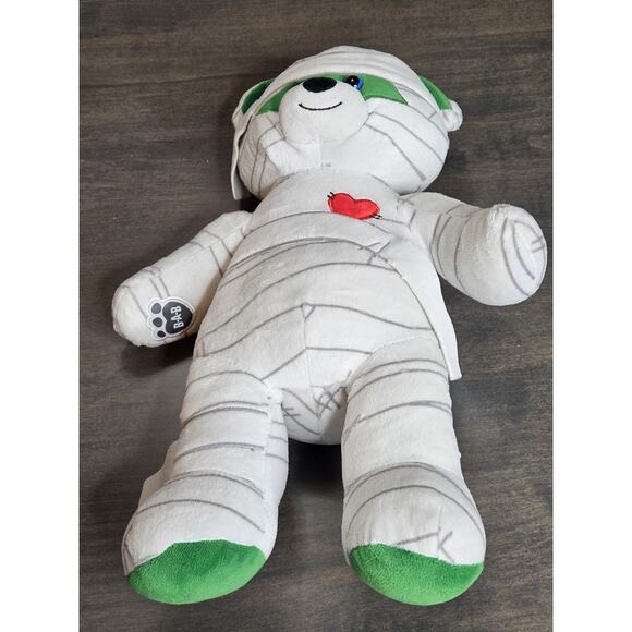 Build A Bear Mummy 17" Plush Retired Stuffed Animal Halloween Green Red Heart - Picture 2 of 5
